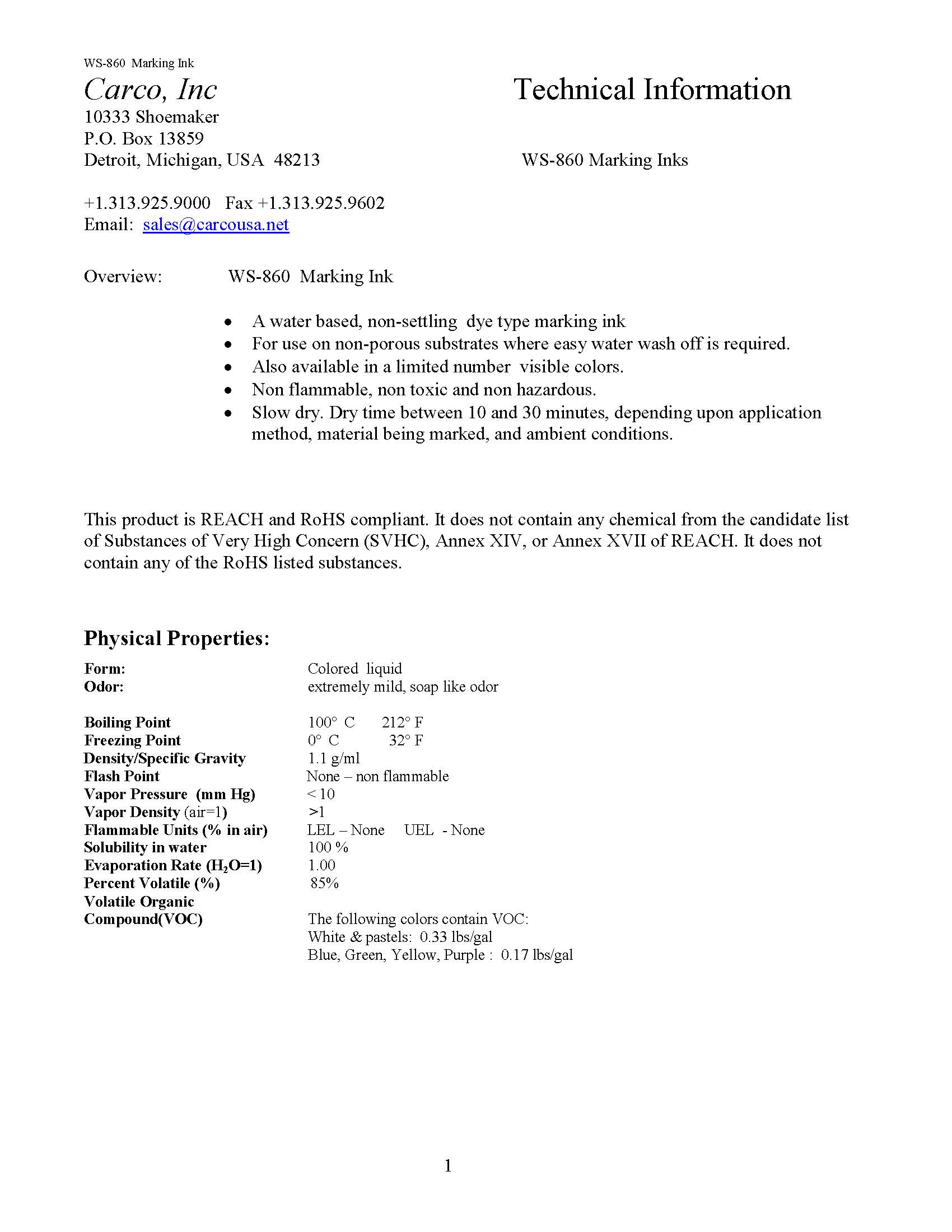 Technical Data Sheets (TDS) Archives Carco, Inc.