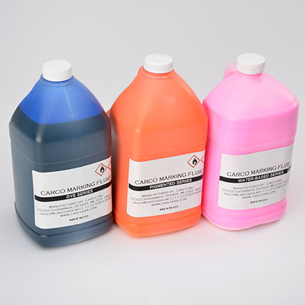 Marking Inks in Blue, Orange and Pink Bottles