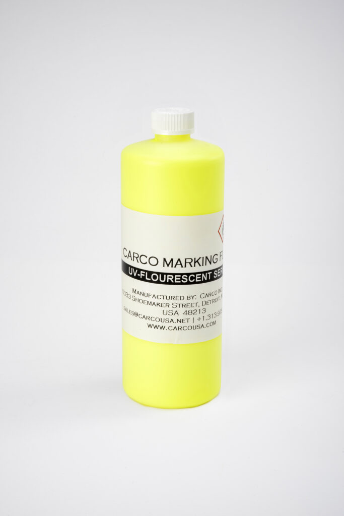 A yellow quart of UV fluorescent ink