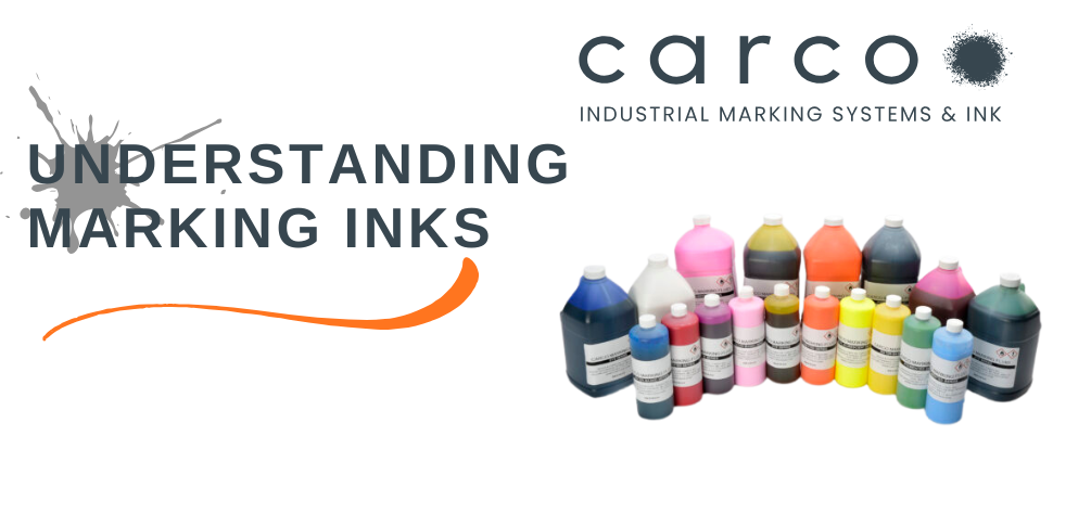Carco's collection of marking inks with their logo above it. The phrase 'Understanding Marking Inks' appears to the left